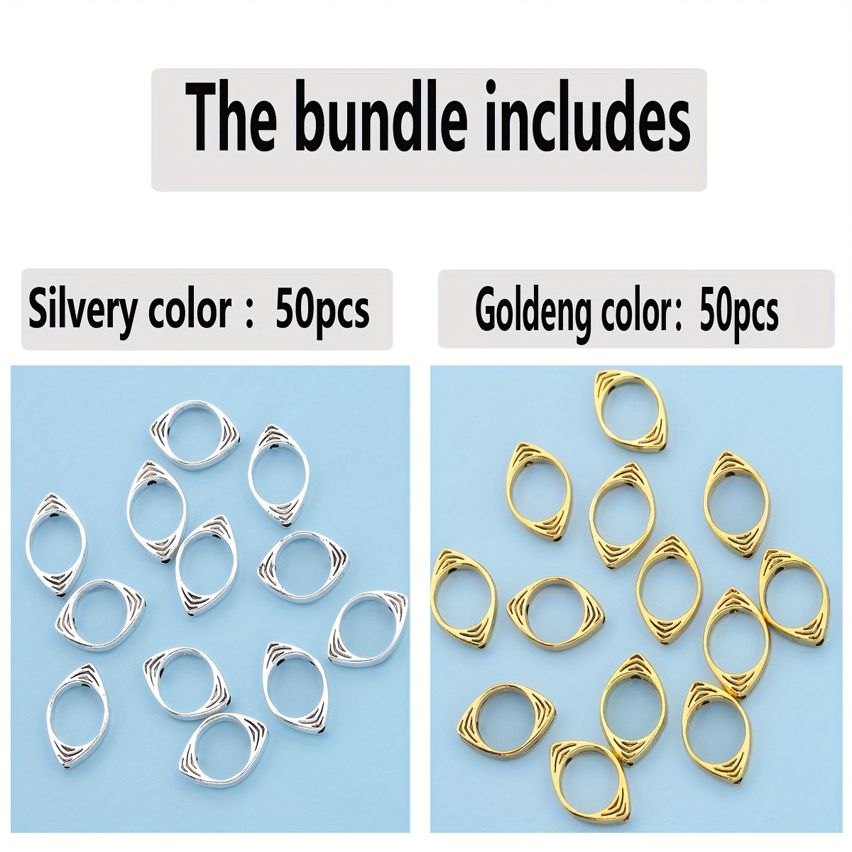 E-shop 100 Stk./50 Stk. Gerade Loch Perlen Ring Spacer Lose Intervall Perlen Muster Augen Piercing Streu Perlen Dekorative Perlen Doppelseitig Verdreht