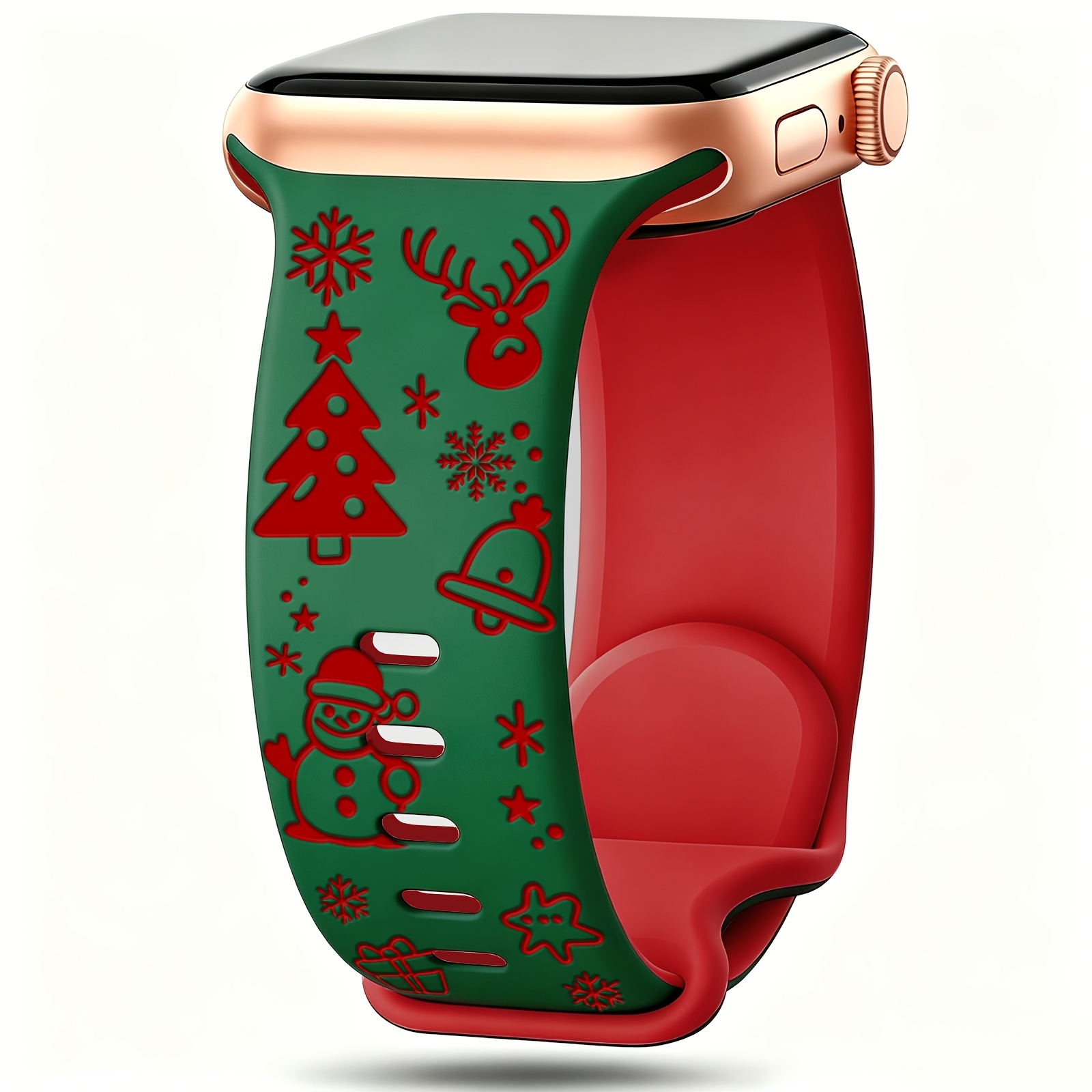 TEMU Bracelet gravé Halloween et Noël pour Apple Watch 42mm 41mm 40mm 38mm 45mm 46mm 49mm 44mm, Bracelets iWatch gravés mignons pour les fêtes pour