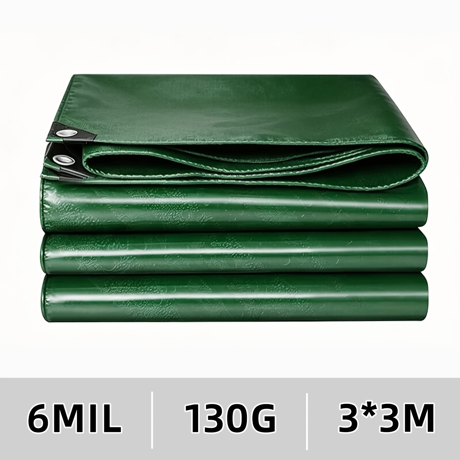 Image of Large Polyethylene (pe) Tarp - Weather-resistant Outdoor Tarp (army Green And Silvery) With Aluminum Eyelets (0.91m/3ft ); Suitable For Gardens And Carports (size: 2x3m, 130g/m²)