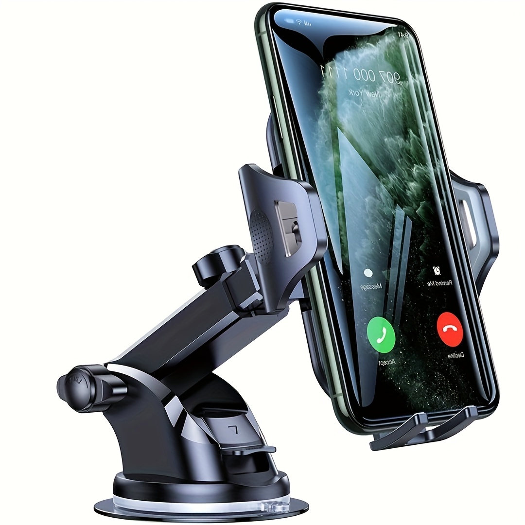 TEMU Universal Car Dashboard Phone Holder | Adjustable, Compatible With All Mobile Phones, Abs Material, For Safe Navigation And Calling - A Gift For