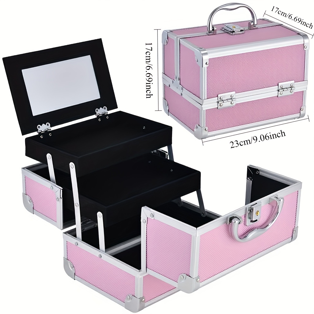 2025 new diamond pattern high end aluminum alloy makeup case large capacity with   adjustable metal storage organizer for professional makeup artists travel makeup organizer for vanity   durable construction