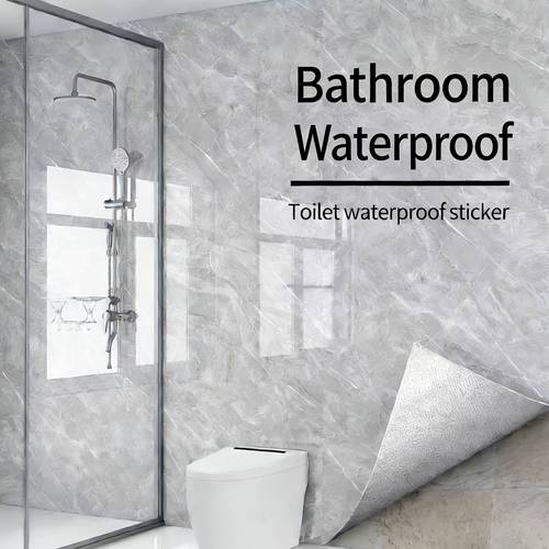 waterproof bathroom wall sticker self background wall covering thickened bathroom decal toilet wallpaper