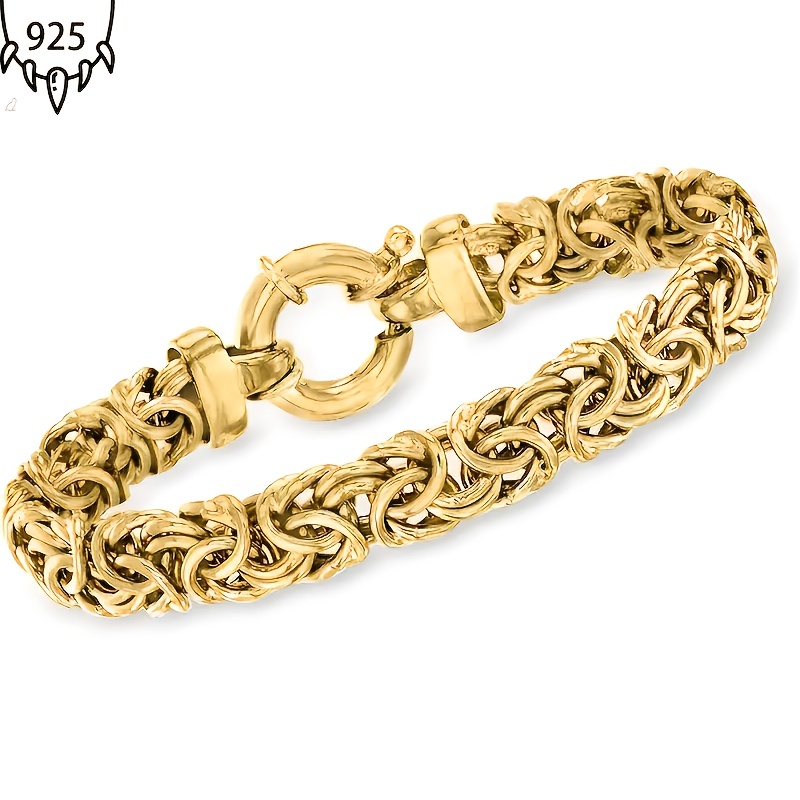 TEMU 925 Silvery 8mm Classic Byzantine Bracelet, Ideal For Anniversaries, Graduations, Valentine's Day, Halloween, Thanksgiving, Christmas, Father's