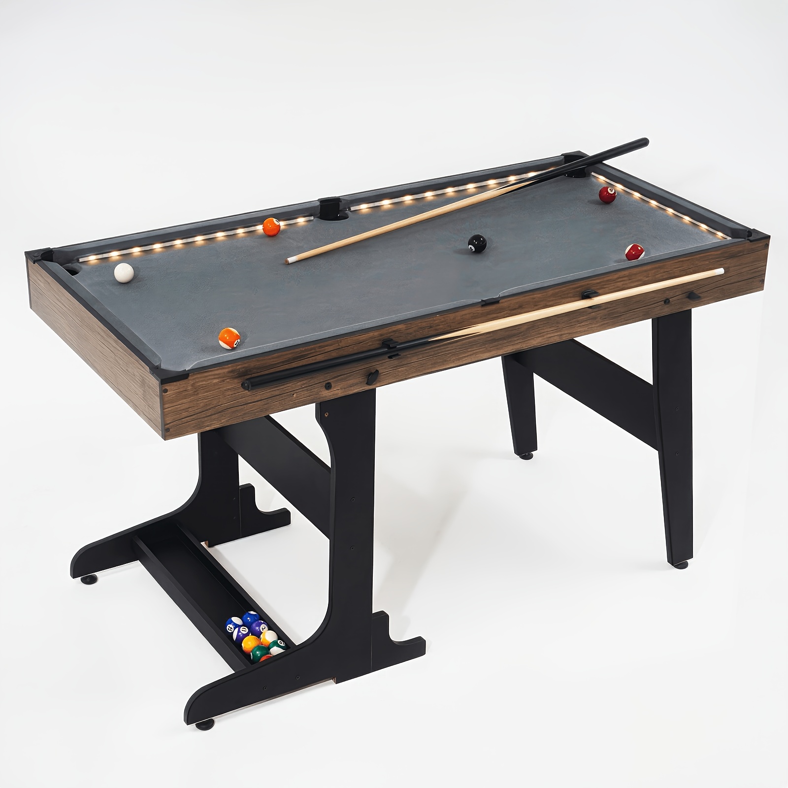 LED Foldable Standing Billiard Table - 53-Inch Pool Table Set