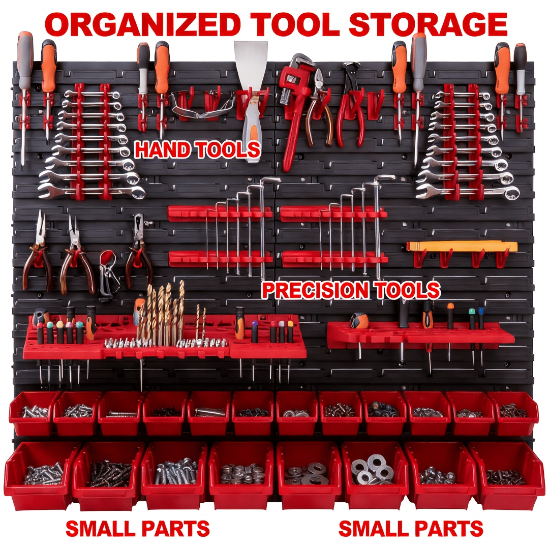 TEMU Wall-mounted Storage - Heavy-duty Garage Tool Organizer For Screws, Nuts, Nails, Beads, And Small Hardware Parts -multipurpose Storage Shelf,