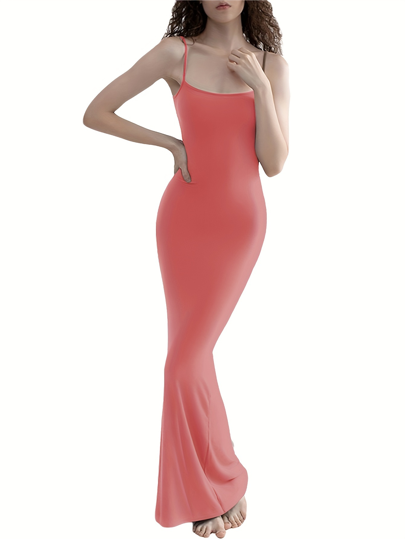 womens summer sleeveless bodycon long dress spaghetti strap - Temu
