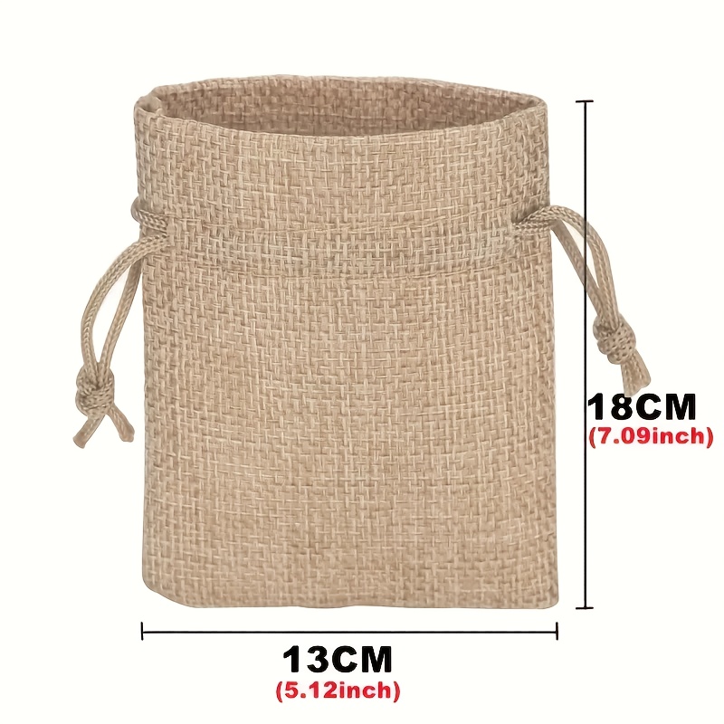 TEMU 200pcs Natural Linen Twine Bags - Simple And Minimalist, Perfect For Jewelry, Party Favors, Home Storage, Weddings, Birthdays, Christmas, And
