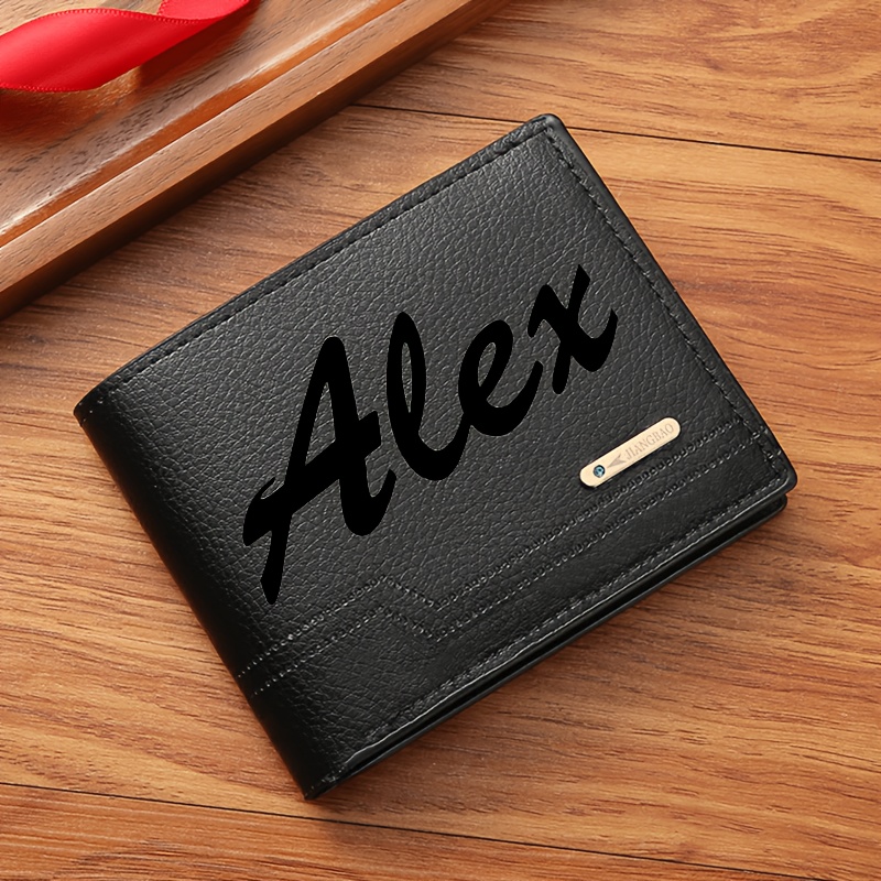 TEMU Portafoglio da personalizzato con testo a scelta, porta carte pieghevole elegante a , portamonete casual da , come regalo di compleanno per ,