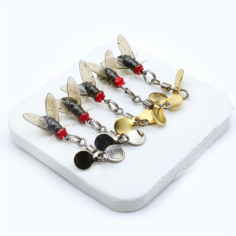 E-shop 5 Stück Bionische Fliegenfischköder mit Propeller-Spinner-Blade - Rotierende Köderhaken für , Forelle, - Robuste PVC-Konstruktion & Goldenes