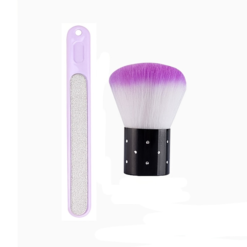 TEMU 2 piezas/juego de cepillo para polvo de uñas, lima de uñas, combinación de cepillo , cepillo de limpieza portátil para recortar uñas, lima de