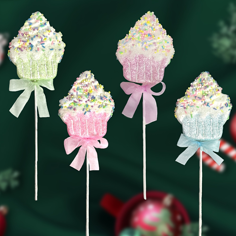 

4pcs Simulation Fake Cake Sticks, Christmas Tree Garlands Fake Candy Decorations, Diy Crafts, Winter Christmas Party Decorations.