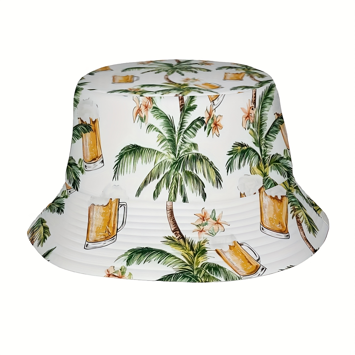 1pc Of Men's Tropical Beer And Hat, A Unisex -one Full Fashion Style Fisherman Hat, Perfect For Outdoor Vacations, Trips, Birthday Presents, And Party Outfits