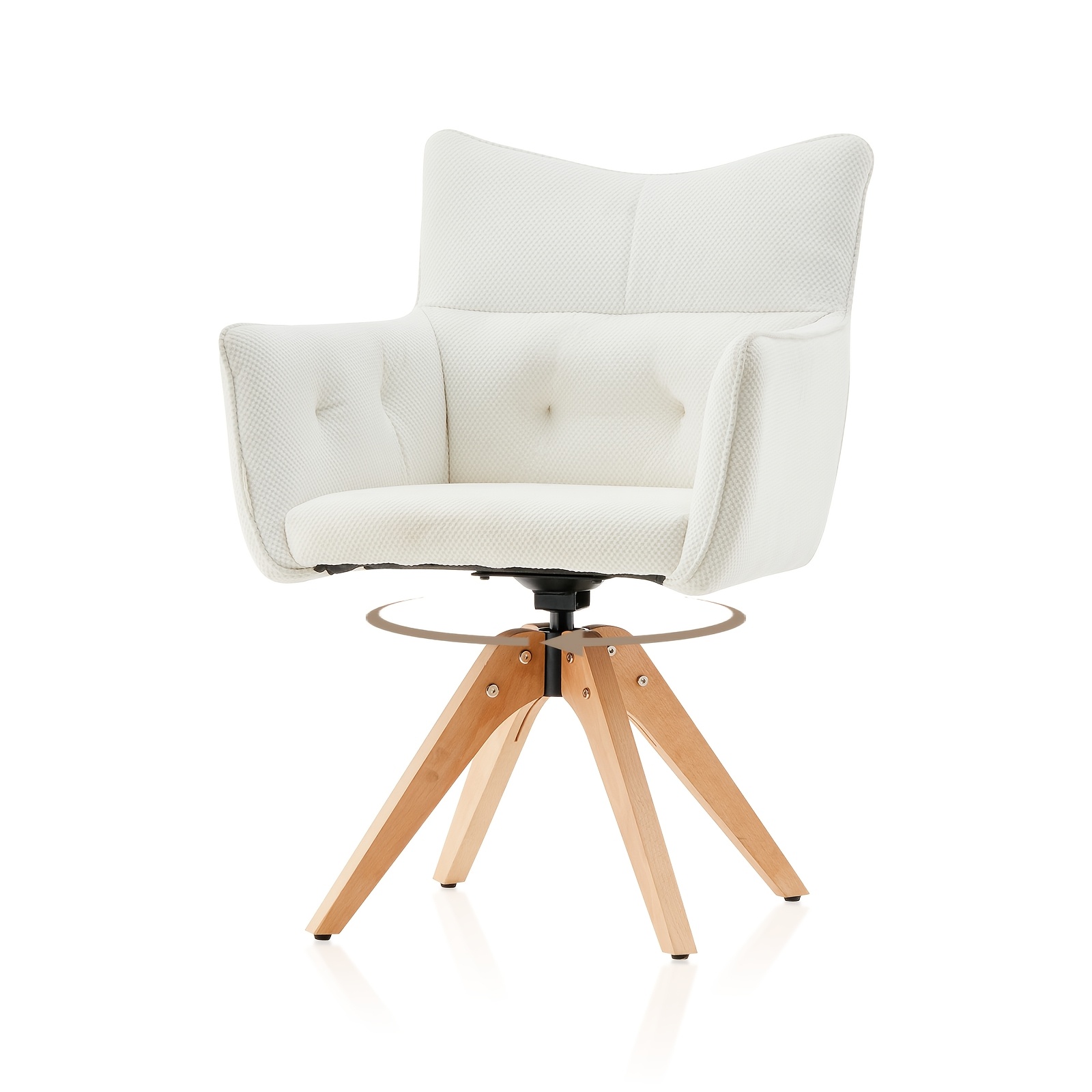 Image of 1 Modern Velvet Swivel Gaming Chair | With Armrests And Backrest, Padded, Wooden Legs, Rotating, Suitable For Bedroom, Living Room, And Dining Room, Grey And Creamy, Lemroe