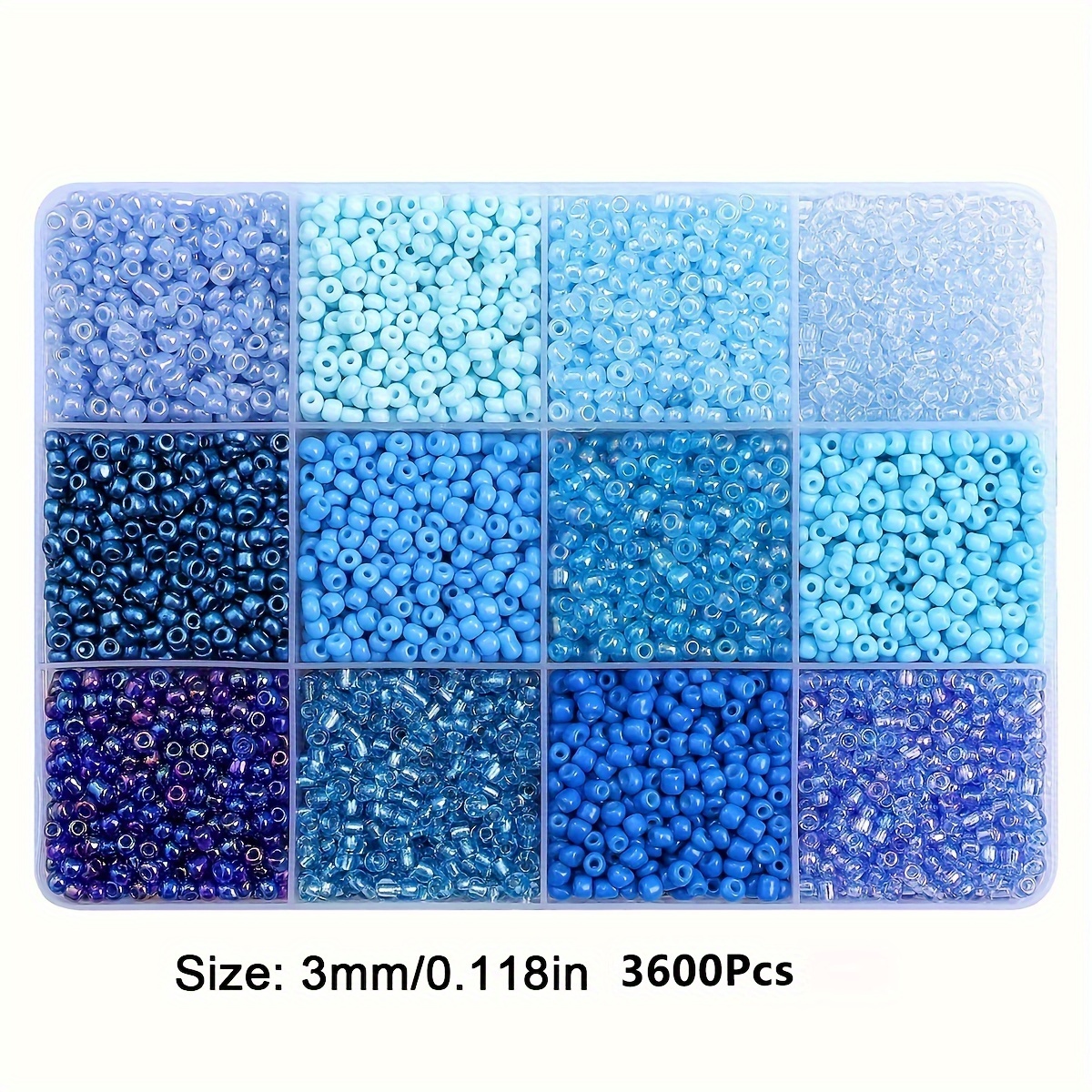 3600pcs 3mm Glass Seed Beads, Assorted Colors, 12-grid Storage Box, Jewelry Making Kit, Loose Beads For Bracelets, Necklaces Crafts
