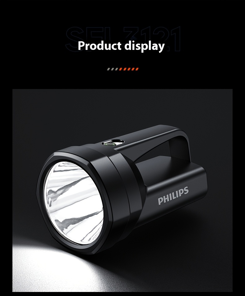Philips Rechargeable Battery Flashlight, Ultra-Long Life, High Capacity, Portable Spotlight for Outdoor and Emergency Lighting