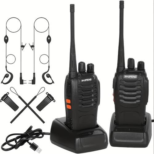 bf 88e long range walkie talkie 2pcs 1500mah integrated antenna led light suitable for outdoor rock climbing