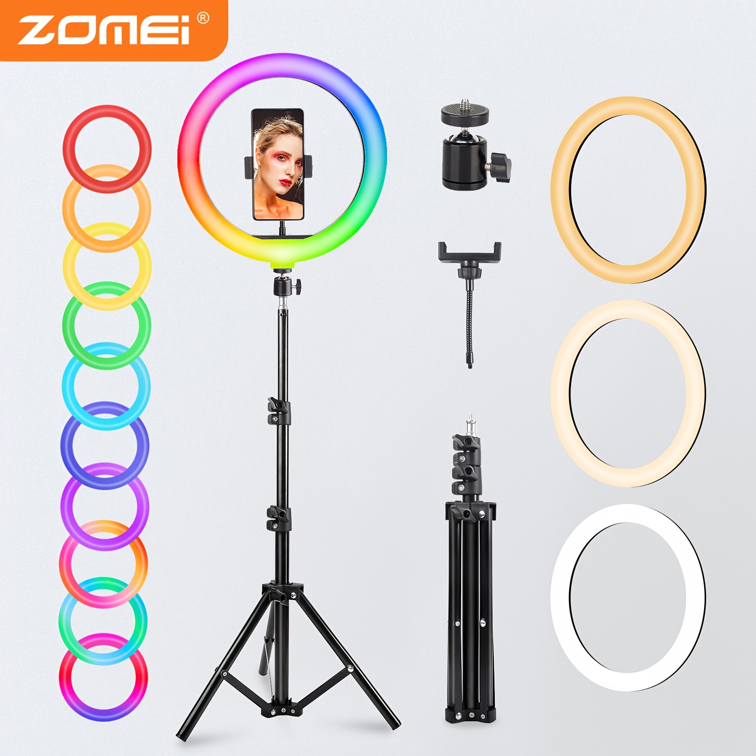 TEMU A 12-inch Ring Light With Rgb Features, Designed For Selfies And Fill Lighting, Comes With -inch Tripod, Ideal For Video Recording And Live