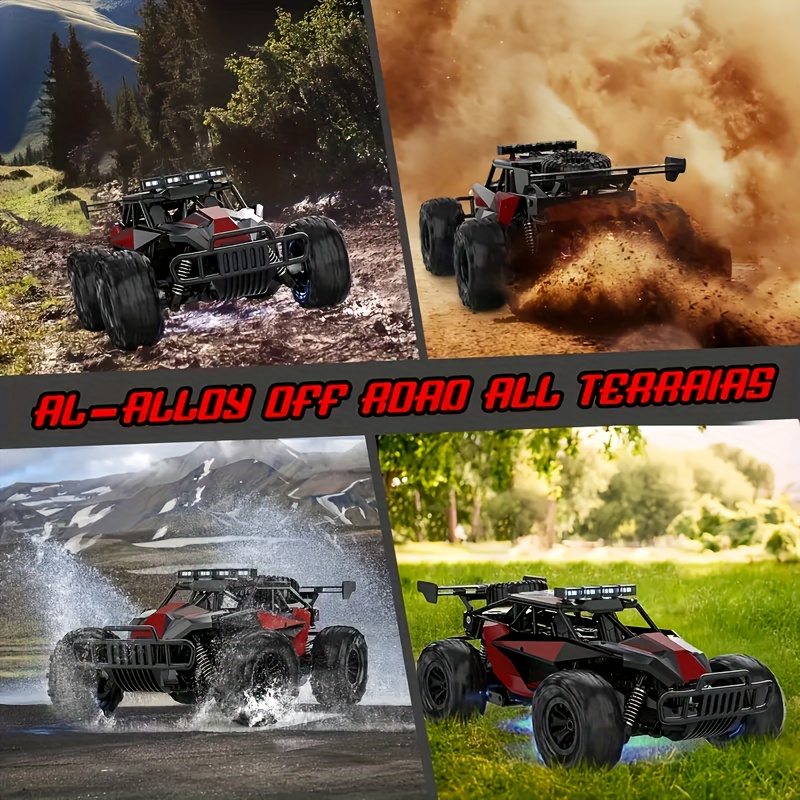 All-terrain Monster Truck, A Remote-controlled All-terrain Vehicle, Is Equipped with Two Rechargeable Batteries And Colorful Lights, And Can Reach A Speed Of 30 Kilometers Per Hour., Best for Christmas