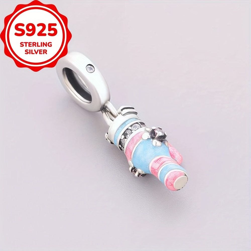 925 Sterling Silver Blue Pink Water Cup Shape Charm