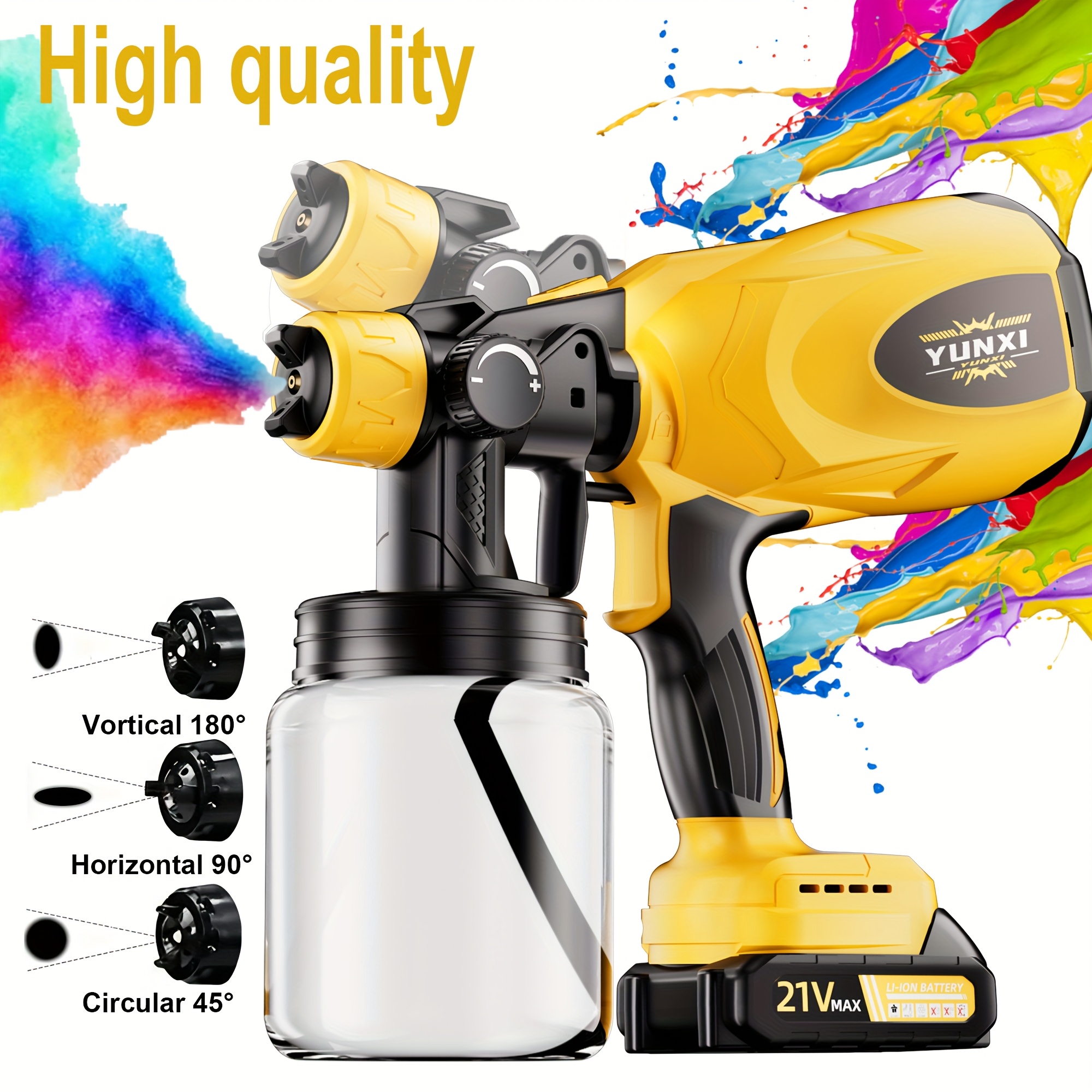 Wireless Spray Gun with Nozzle Rechargeable Battery, Capacity 16.91oz, Suitable for Indoor/outdoor Use On Walls, Wood, Cars, Decks, Furniture - Including 2 Adjustable Spray Modes And Ergonomic Design | Father's Day Holiday Gift