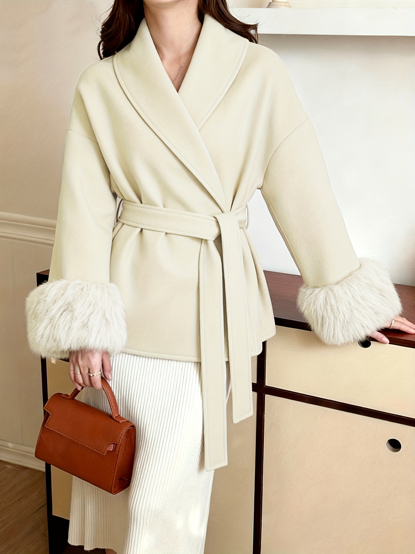 womens fashion elegant furry sleeve coat autumn winter womens clothing Product details 17