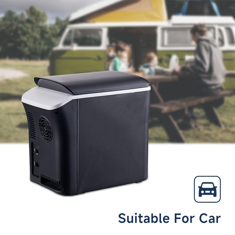 [Portable Car Fridge] Portable 12V Car Refrigerator | 1 Door Mini Fridge for Outdoor, Camping, RV, Truck - Black, 1-10L Capacity, Semiconductor Technology, Durable Construction