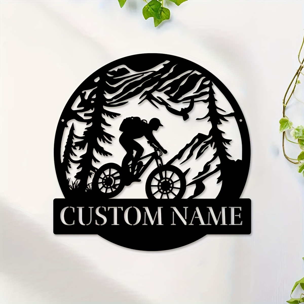 

1pc Custom Mountain Bike Riding Wall Art, Personalised Sign, Farmhouse Mountain Bike Riding Wall Decor, Living Room Living Room Office Decorative Metal Art, Custom Name, Porch, Patio, Gift