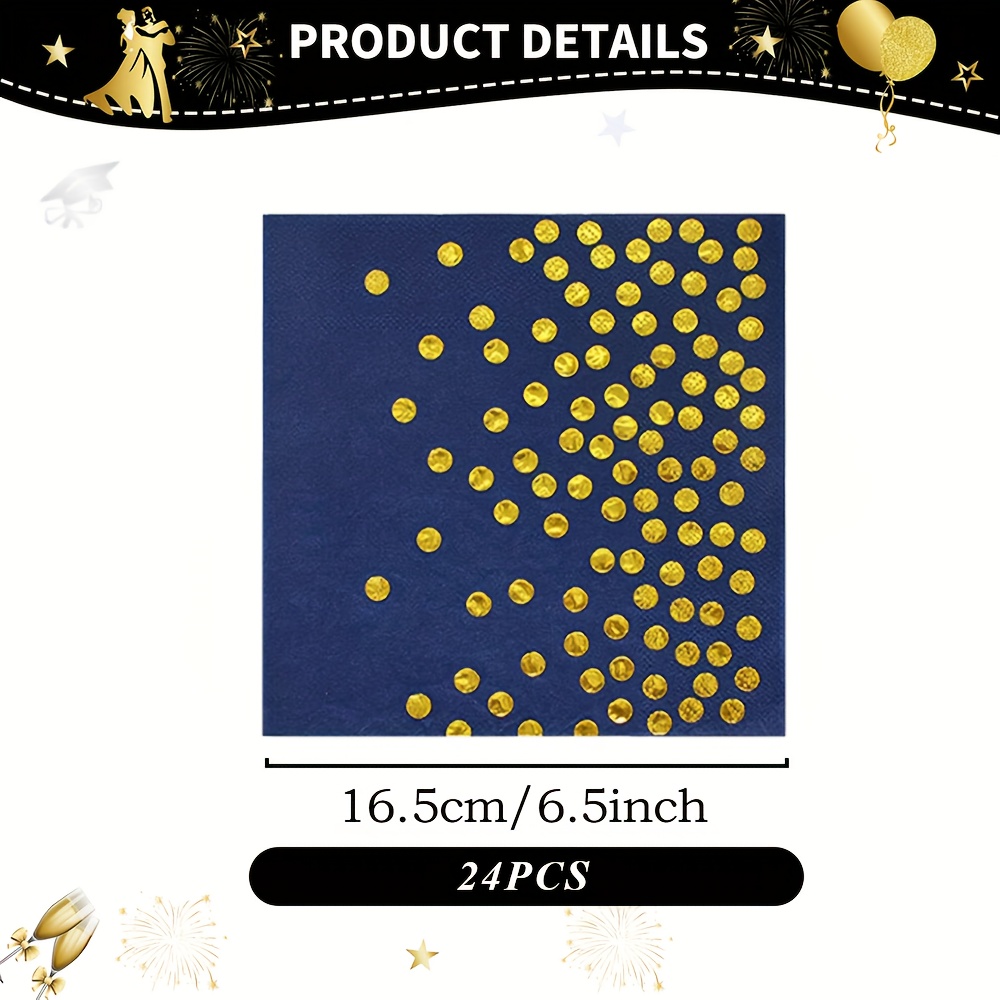 Image of 24pcs/set, Dark Blue Bronzing Birthday Party Napkins To Add Party Atmosphere, Birthday Party, Tea Party Decoration Napkins, Suitable For Dining Room And Home Decoration