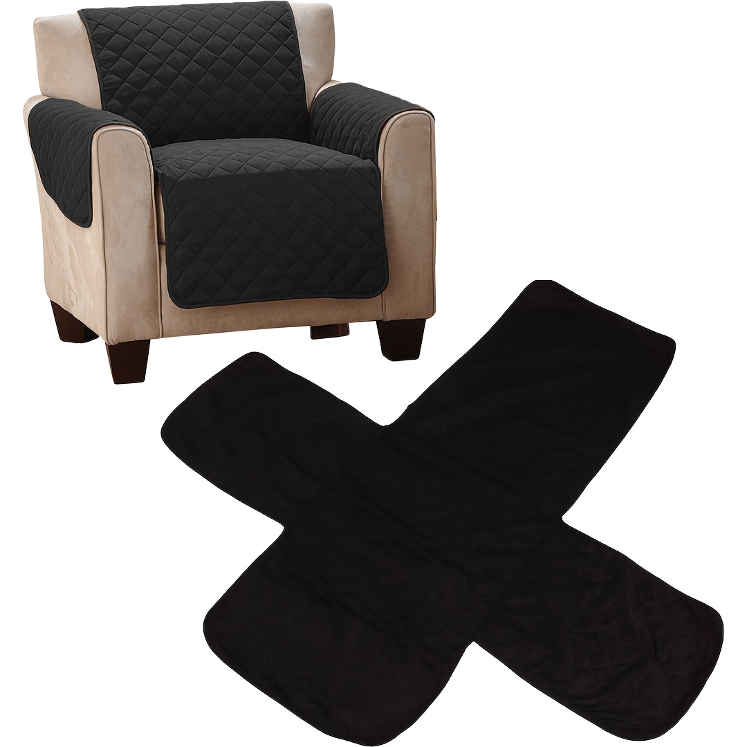 Image of Recliner Chair Cover, Non-slip Recliner Covers For Recliner Chair, Washable Scratch-proof Reclining Chair Couch Cover Furniture Protector For Dogs Cats Pets 1 Seater 170x170cm (23.6in, Black/gray)