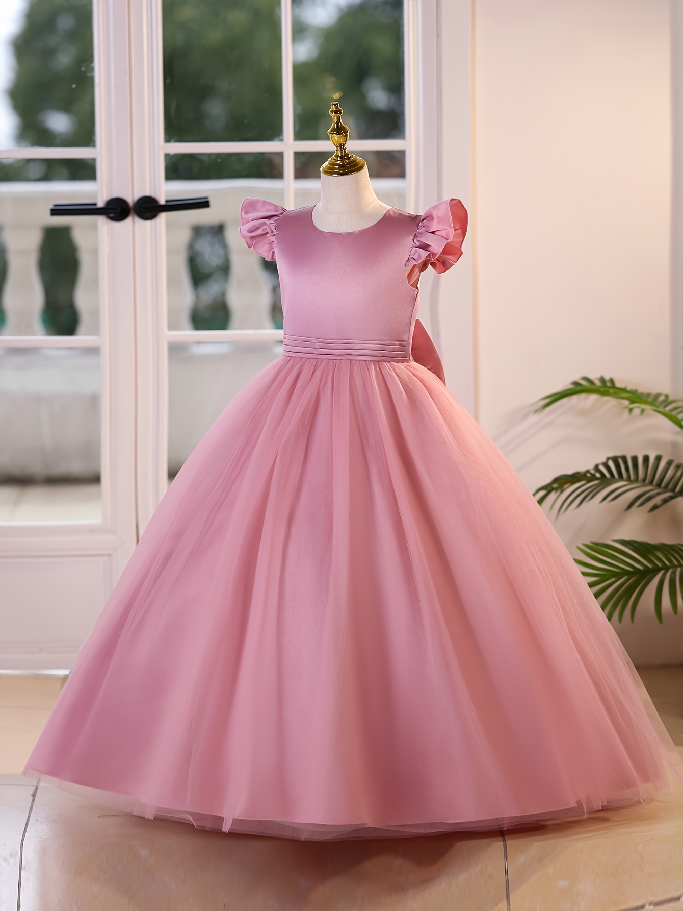 strapless open back dress Girls Sequins Holiday Dresses with Bows Baby Birthday Party Dress Form –  Avadress