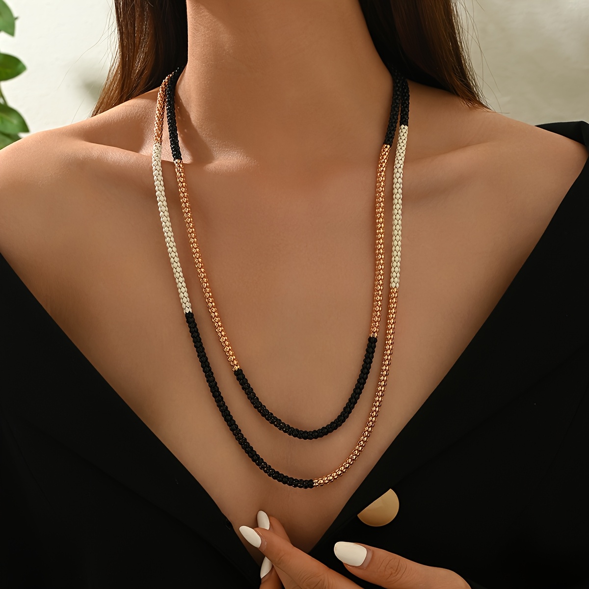 E-shop Modische westliche, mittelöstliche, böhmisches, mehrfarbiges Maiskettchen, gestreiftes langes Halsband, passend zu jedem Outfit für