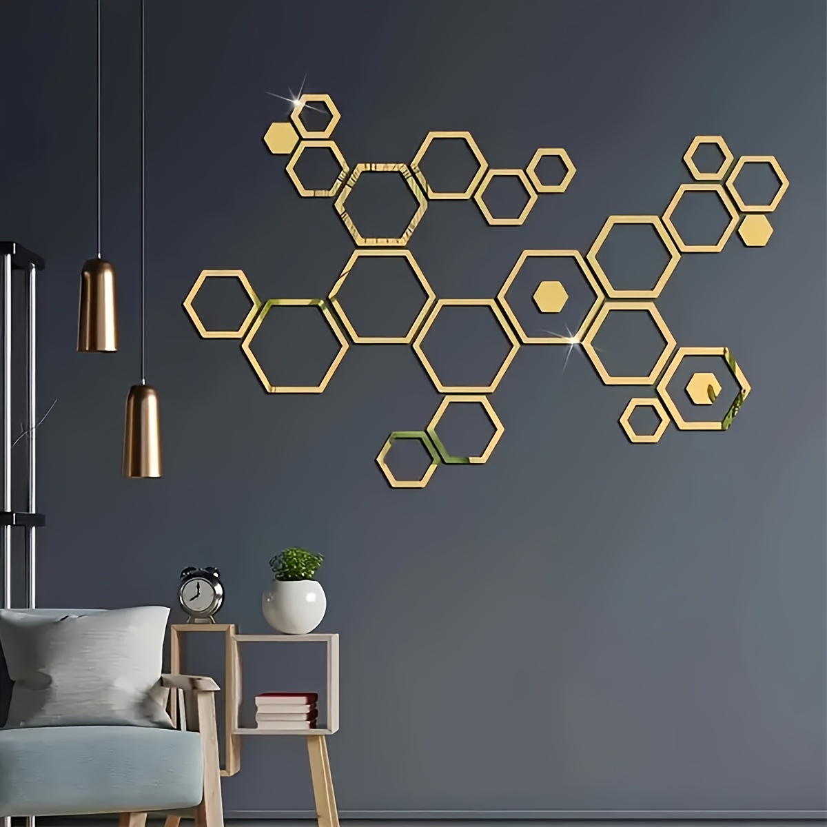1 Set/24pcs Hexagonal 3d Wall Mirror Stickers - Peel And Stick Acrylic Decals, Vertical Orientation, Irregular Shape, Portable, Suitable For Home And Bedroom Wall Decor