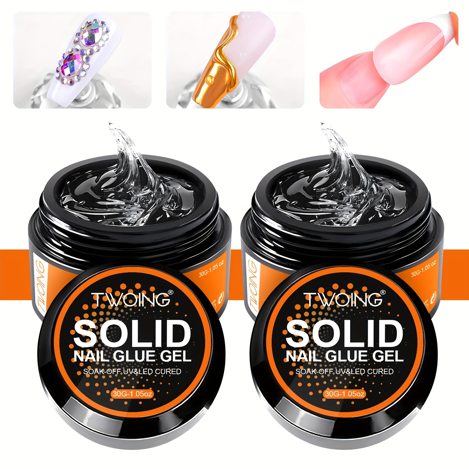 TEMU 30g Solid Nail Glue Gel For False Nail Tips, Huge Capacity Press On Nail Glue Strong Adhesive Solid Glue Gel For Salon Art Diy At Home, Need Light Cured
