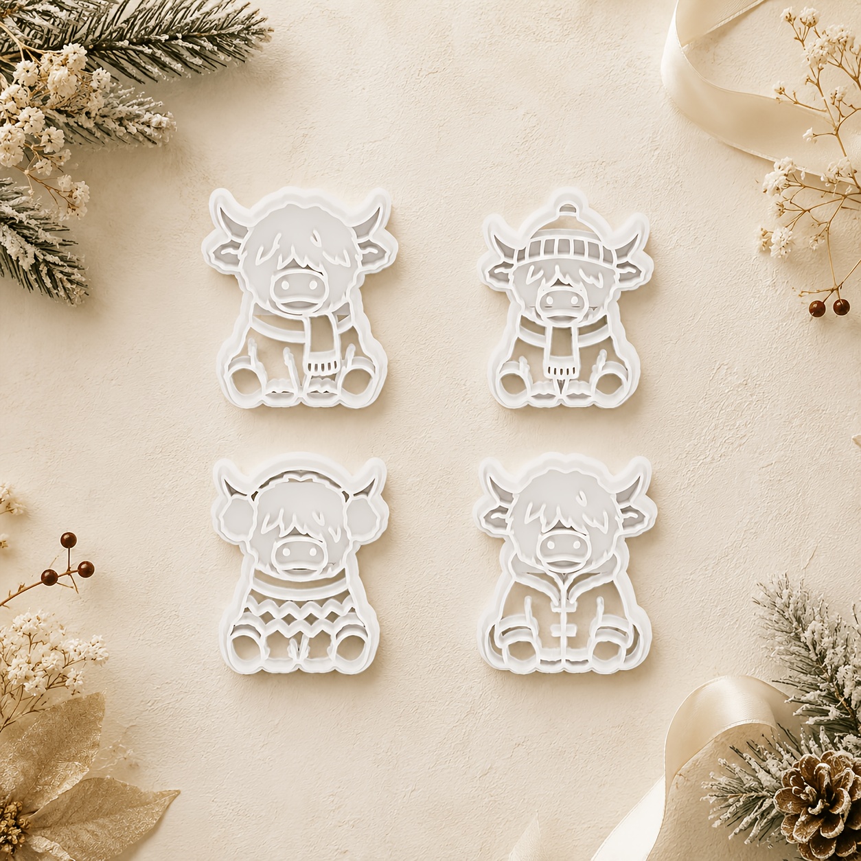 TEMU 4er-Set Weihnachts Polymer Clay Cutter, Verschiedene Weihnachts Clay Formen, Weihnachts Geformte Clay Formen, Tägliche