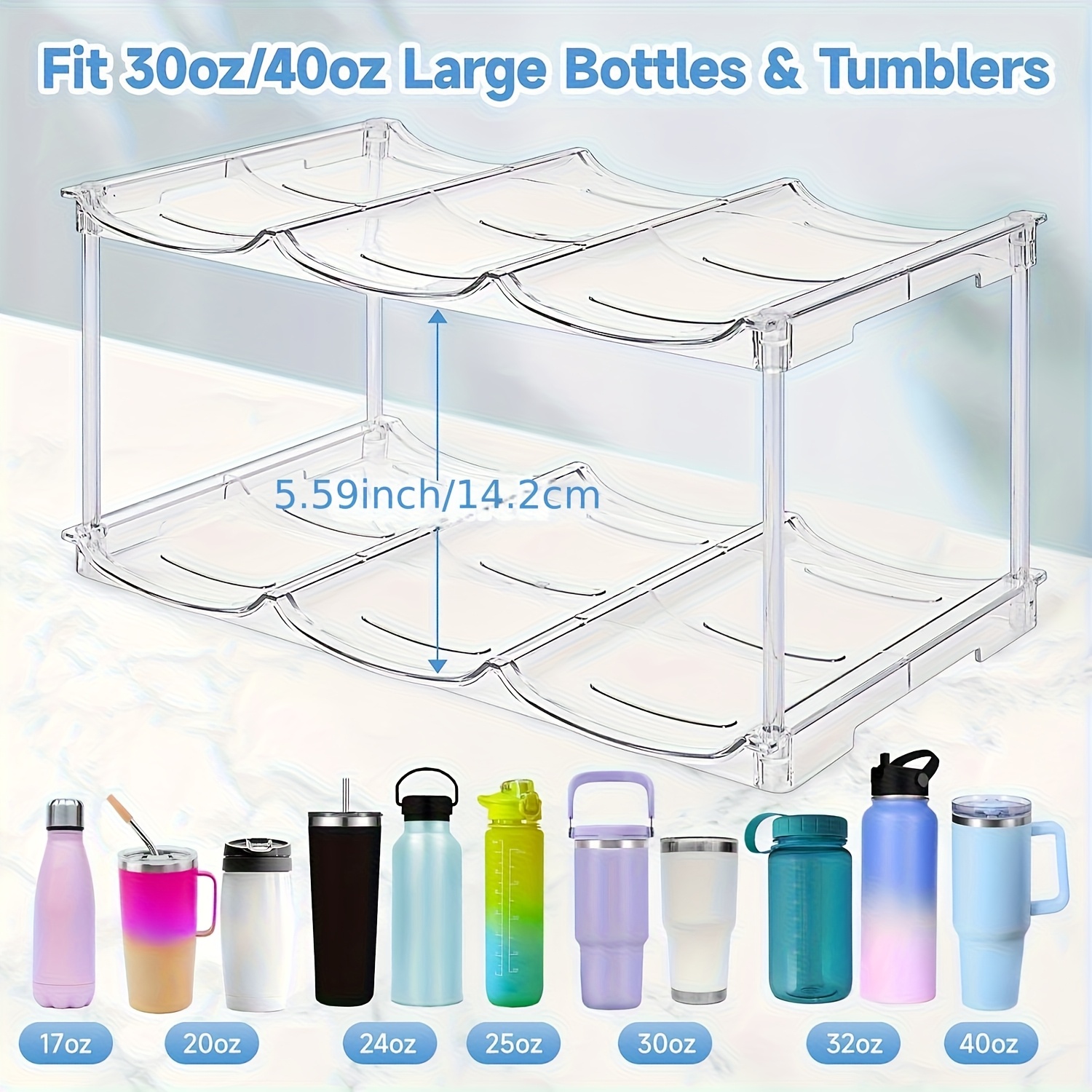 2/3/4 Layer Acrylic Stackable Sports Water Bottle Storage Box