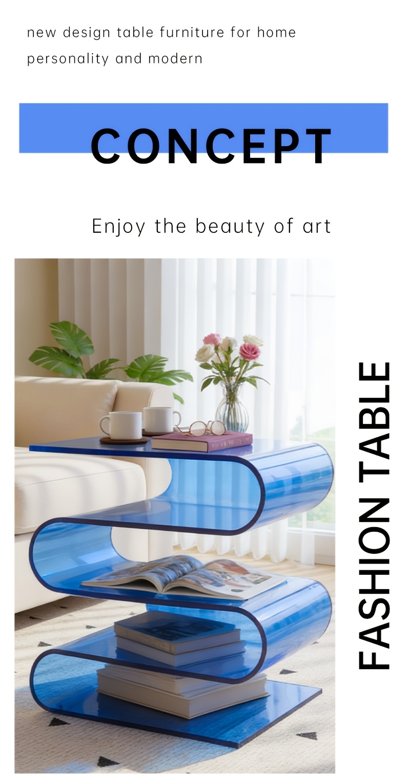 Bedroom Acrylic Bedside Table Side Table Irregular Storage Rack, Large-size Office Magazine Rack Bookcase Bookshelf, Living Room Side Table Coffee Table