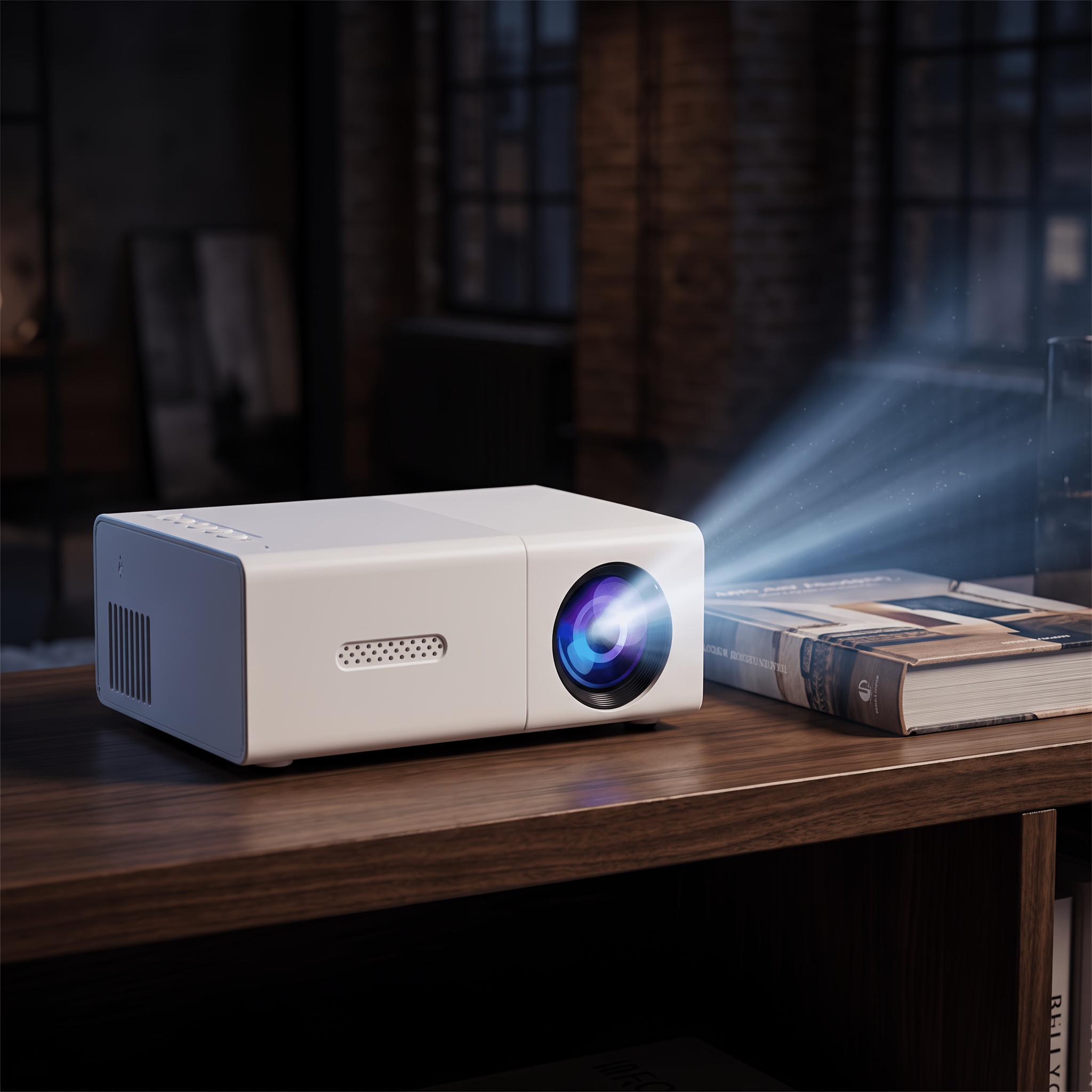 TEMU Mini Proyector Portátil 720P con Control Remoto y Conexión USB, Cine LED para Dormitorio Infantil, Noche de Dibujos Animados, Reproductor de