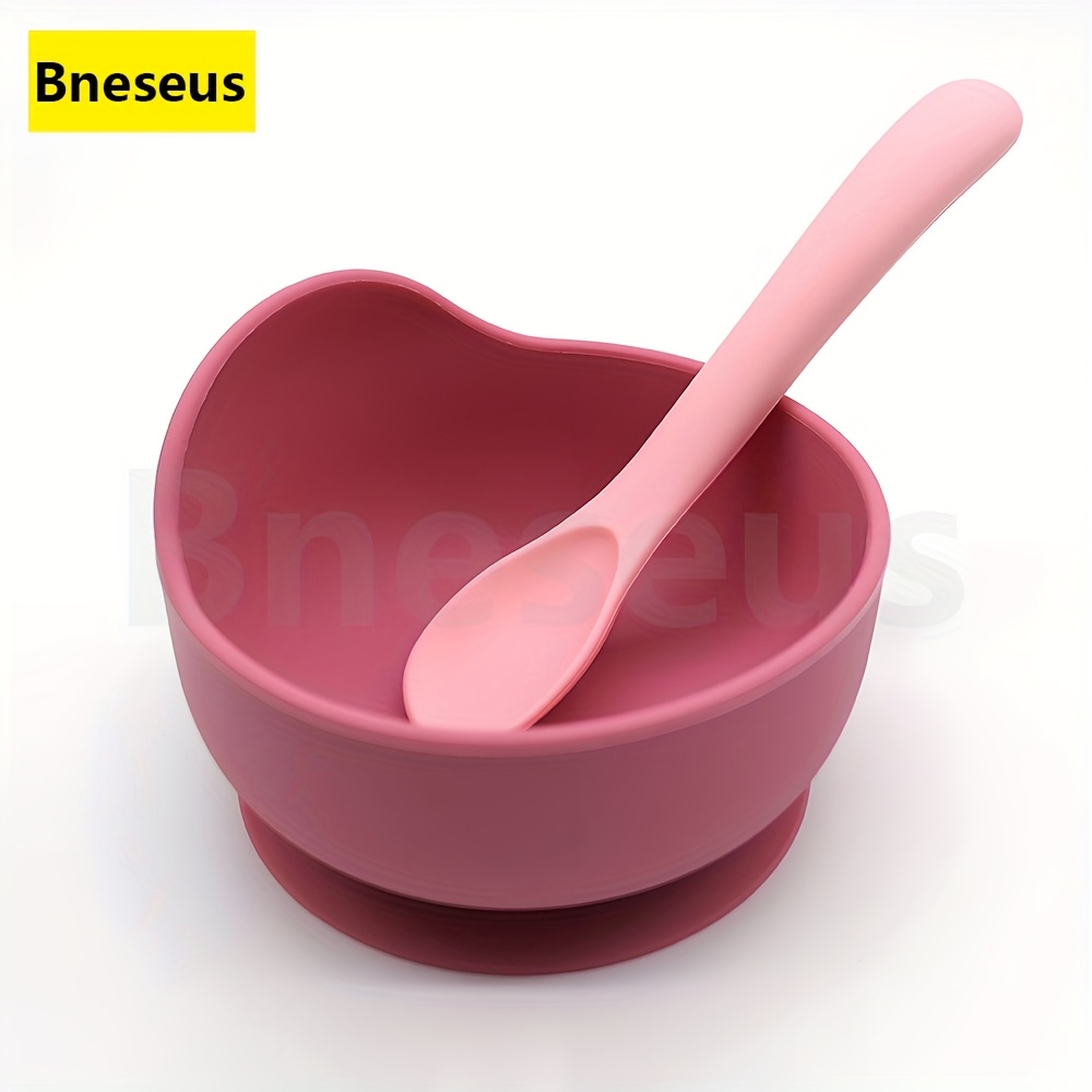 2-piece Set Of Children's Feeding Utensils, Silicone Bowl And Silicone Spoon, Children Eat Independently, Holiday Gift For Boys And Girls,for School Lunch,ideal Christmas Gift
