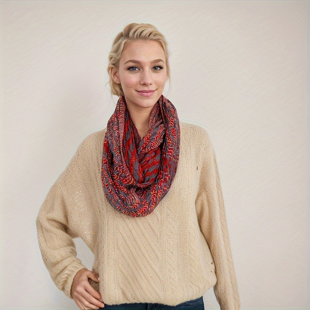 

Infinity Scarf With Textured Pattern - 100% Acrylic 6 Colors For Choice