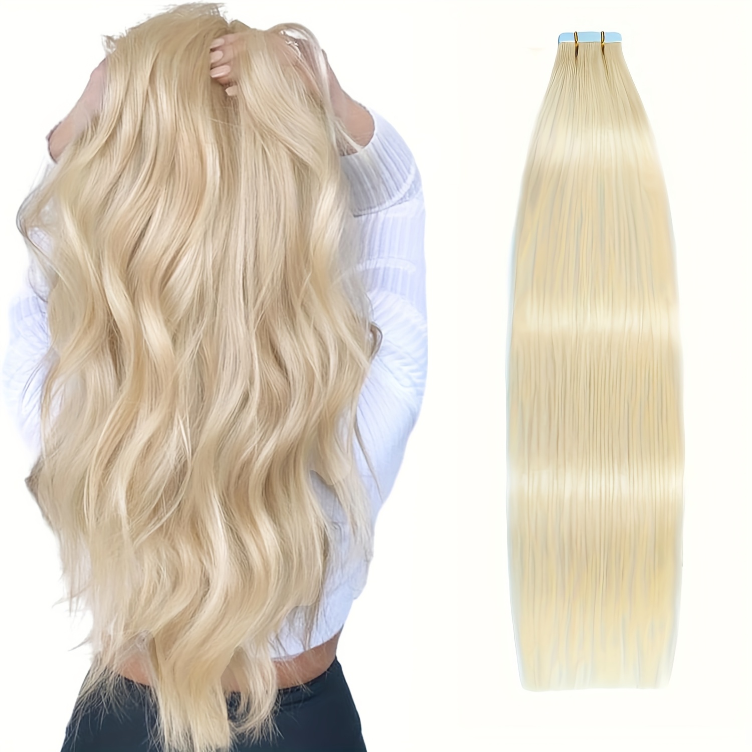 TEMU 10pcs/pack 24 Inch Tape In Hair Extensions Synthetic Sraight Hair Extensions Straight Tape In Hair Extensions Futura Tape In Hairpieces