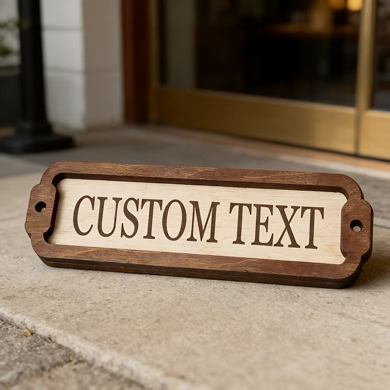 TEMU Letrero de puerta personalizado - Texto personalizado - Decoración de granja vintage - Placa colgante de de madera, decoración para gabinetes y
