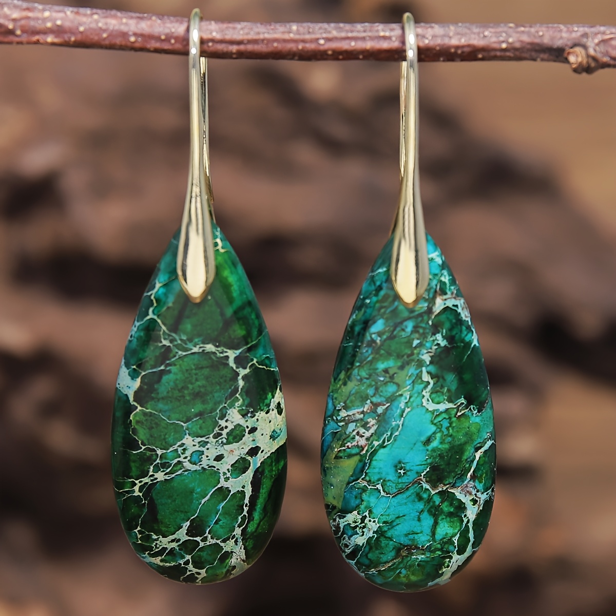 Red Natural Stone Drop Earrings, New Year Gift