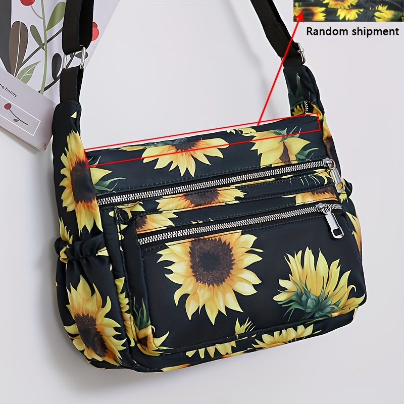 TEMU Sunflower Pattern Women's Shoulder Bag, Multiple Pockets Large Capacity Crossbody Bag, Very Suitable For Daily Commuting