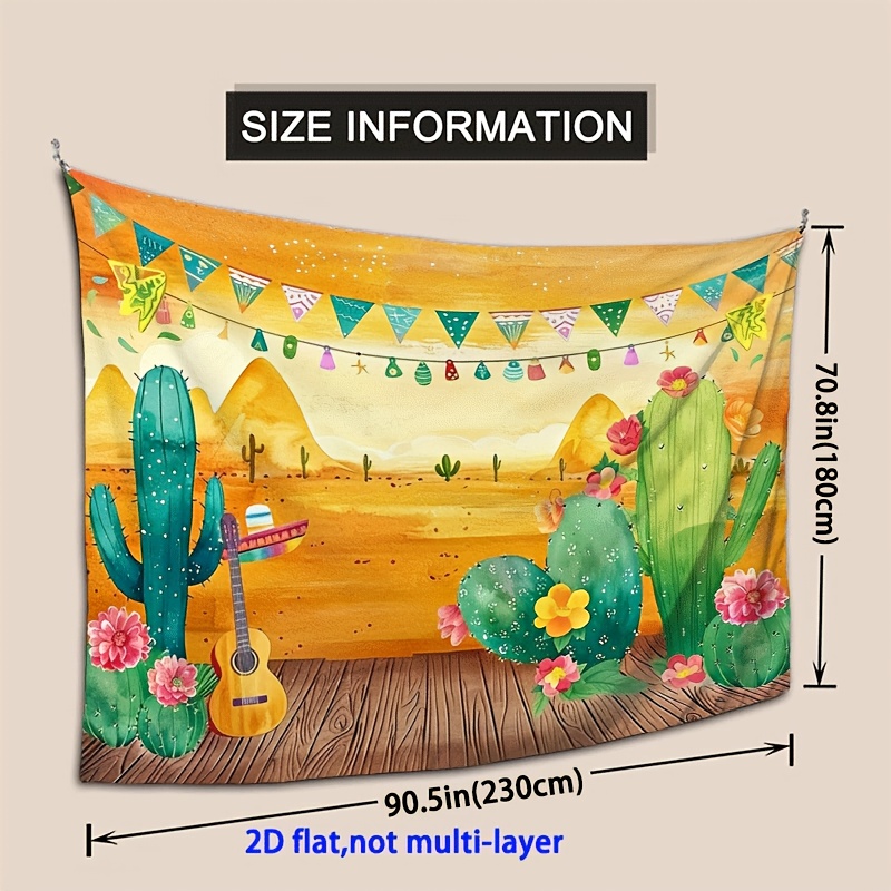 Mexican Happy Birthday Backdrop Colorful Flags Floral Cactus Fiesta Carnival Party Decor Portrait Photography Background