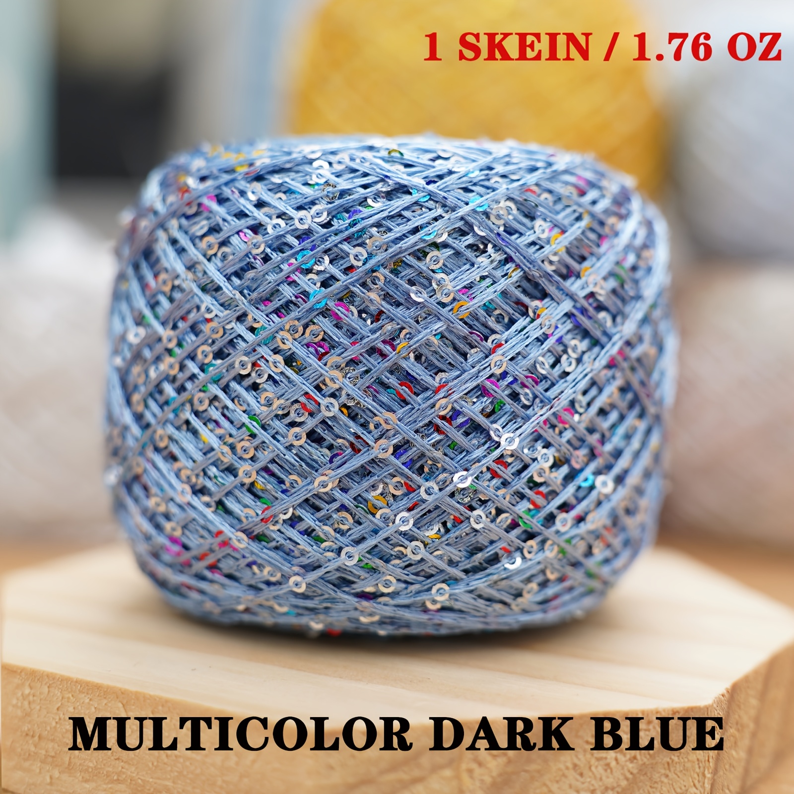 TEMU Fil à paillettes colorées, fil à paillettes scintillantes pour et crochet, fil à fantaisie pour décoration de pulls, écharpes et sacs, fil