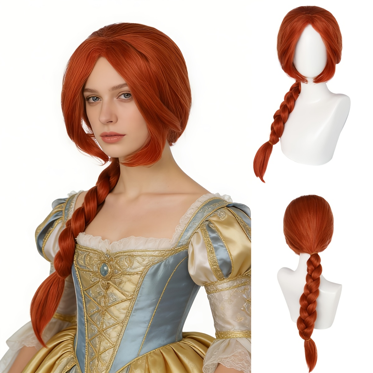TEMU An Orange Cosplay Wig, Heat-resistant Long Braided Wig, Perfect For Women's Party Costumes, Halloween, And Dress-up, Made Of High-temperature