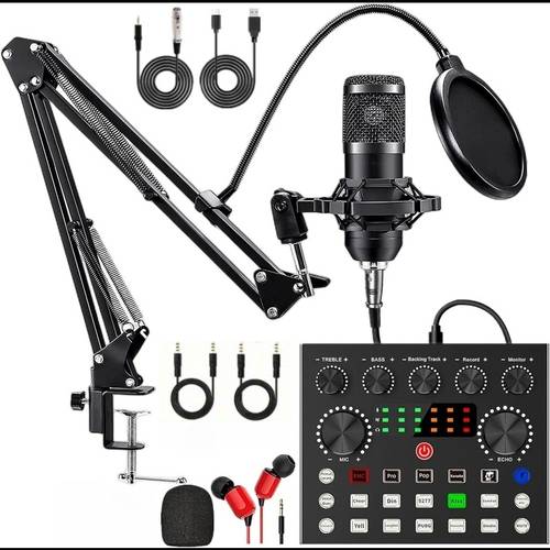 podcast equipment bundle podcast microphone bundle with v8 changer recording studio package for podcasting live streaming singing pc mobile tiktok youtube