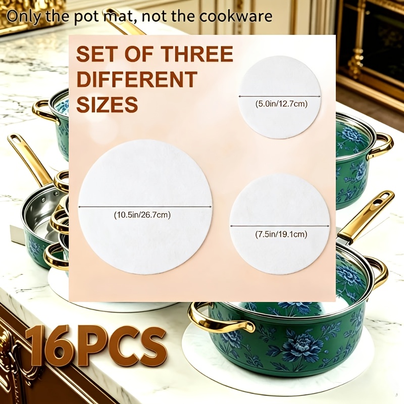 TEMU 16pcs Thick Heat-resistant And Scratch-resistant Gaskets, Pressure Cooker And Pressure Cooker Protection Pads, Anti-slip Pads, High- Supplies