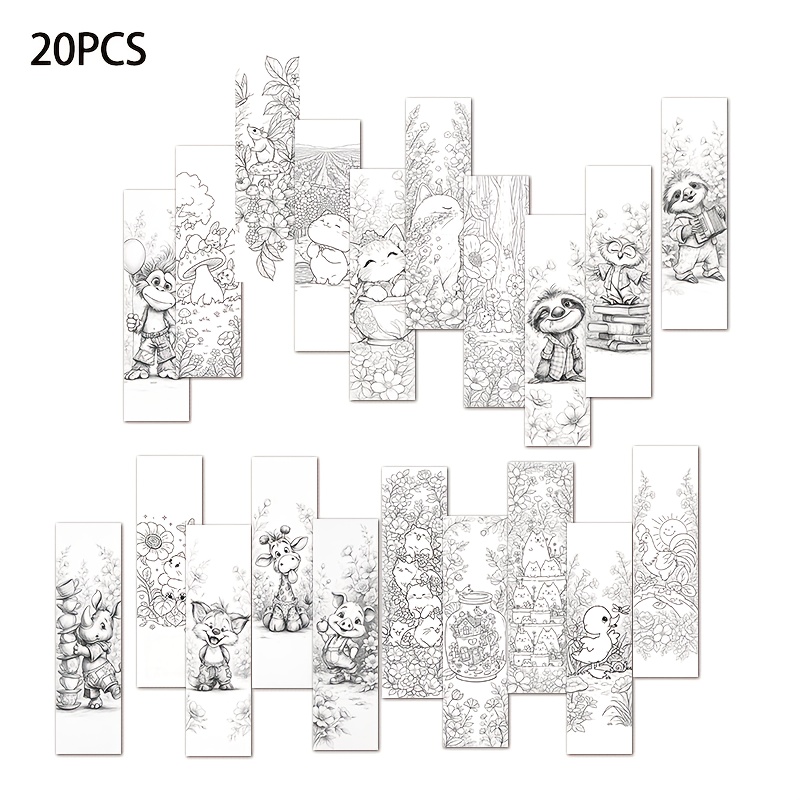 TEMU 20pcs Bookmarks, Animal Coloring Reading Bookmarks, Gifts For Pet Lovers, Gifts For Book Lovers, Coloring Decoration Page Clips, Suitable As