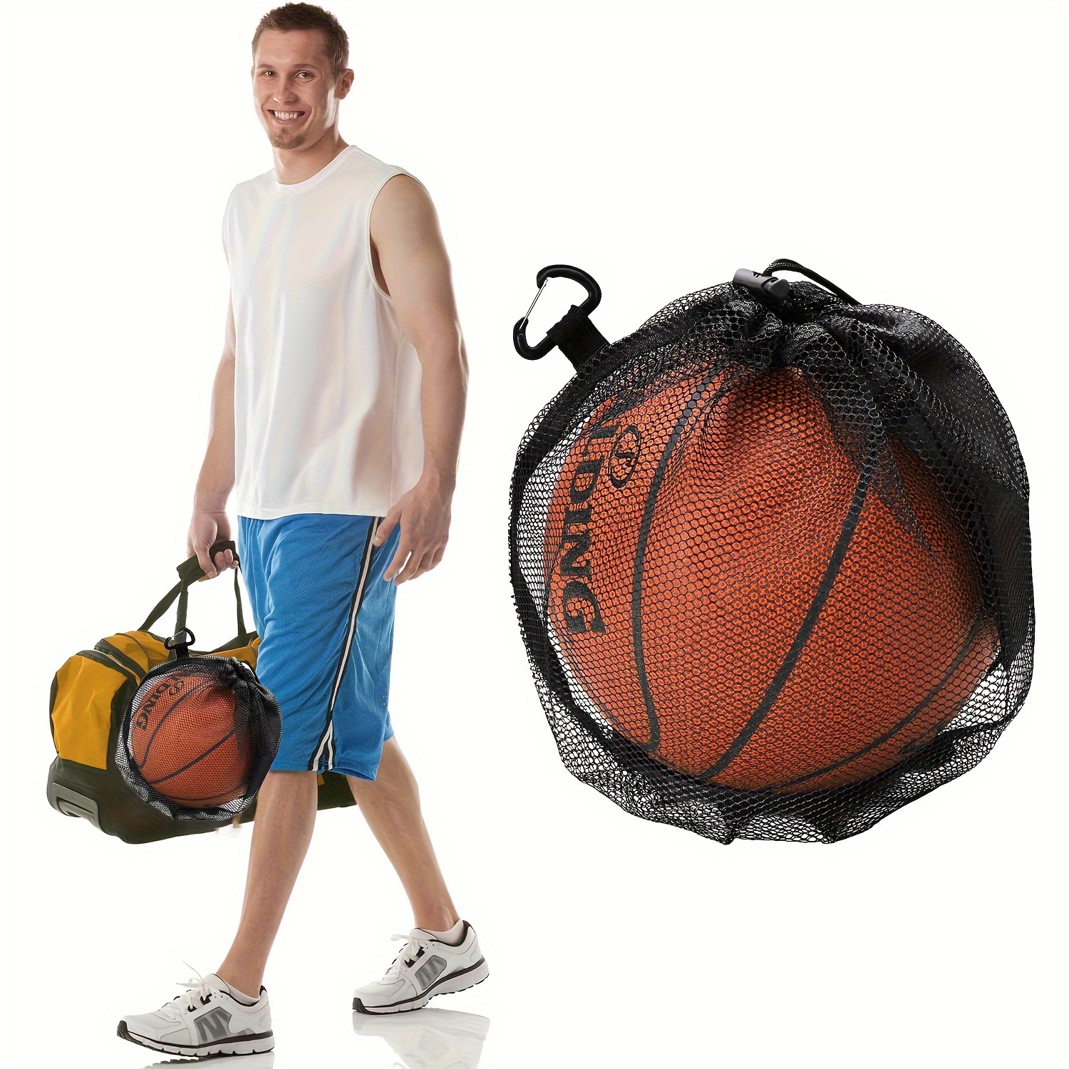 versatile mesh ball carry bag zipper pocket durable Temu